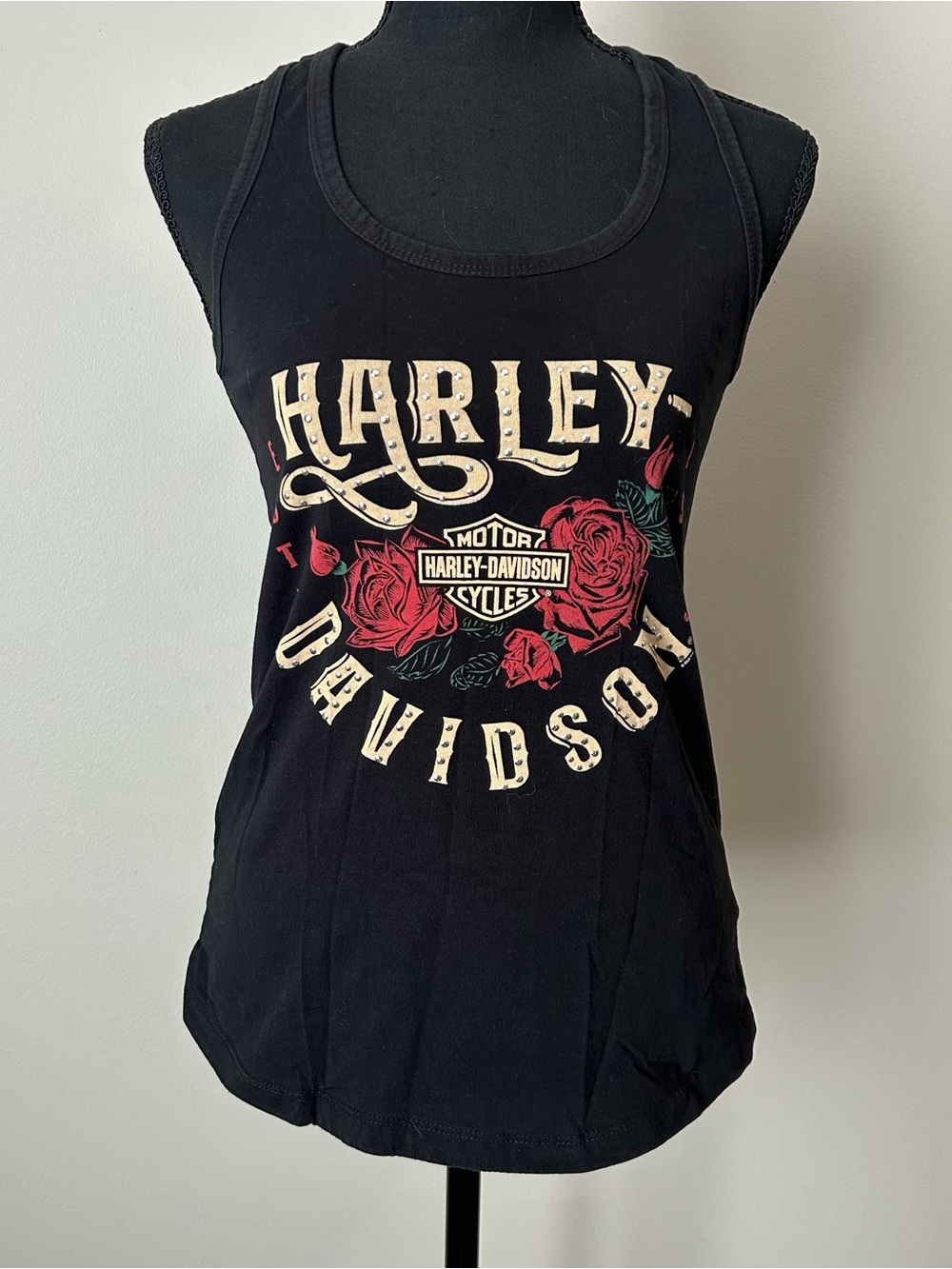 Harley-Davidson Roses Tank Top – XS – Like New – Nashville TN Graphic